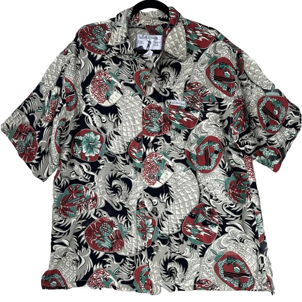 Lassen Men’s Retro Hawaiian Button Up Shirt Size XL Made In USA Beach Vacation